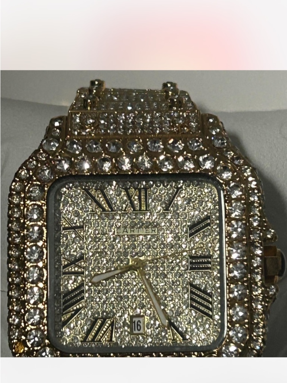Iced Out Gold-toned Moissanite Bussdown Custom Watch - Picture 5 of 5